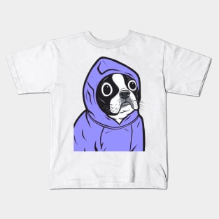 Blue Boston Terrier Hoodie Kids T-Shirt